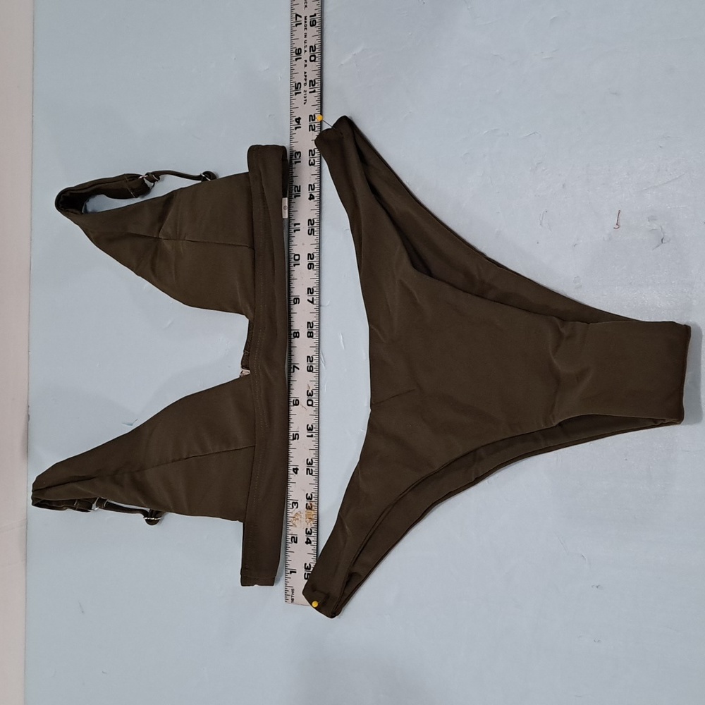 Medium tiny bikini in olive green. NWOT. Adjustable straps. Removable pads.